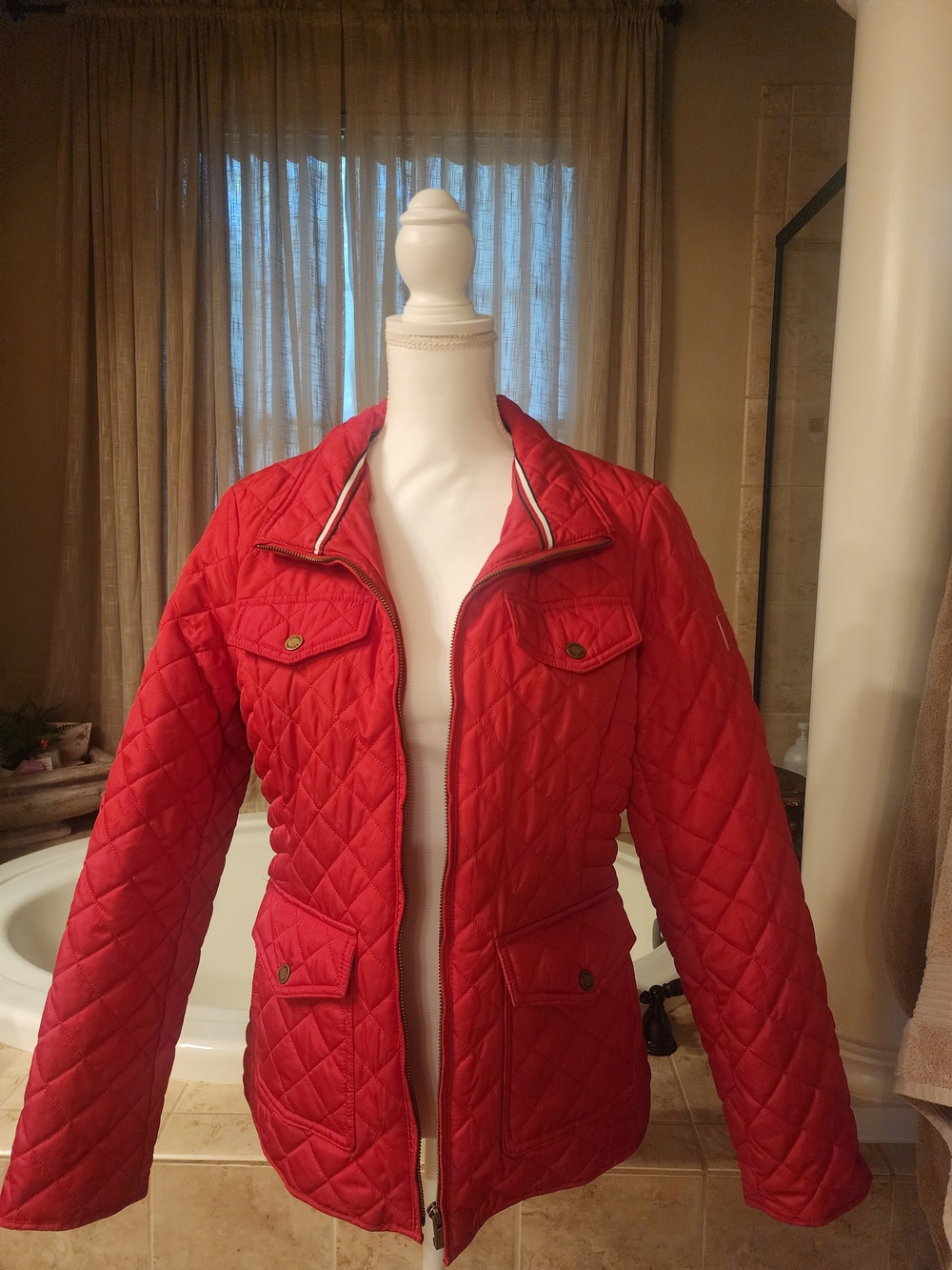 Tommy Hilfiger Red Quilted Puffer Jacket
